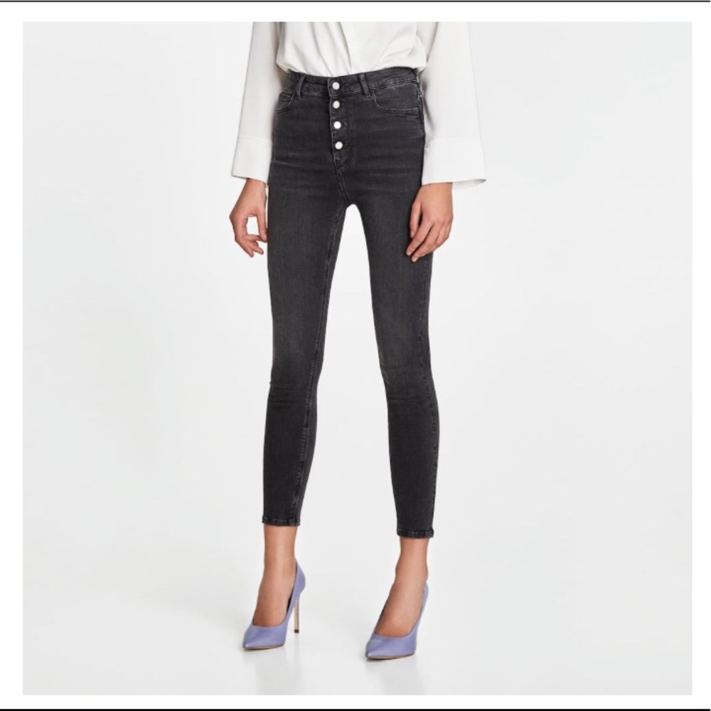 NWT ZARA High Waist Button Fly